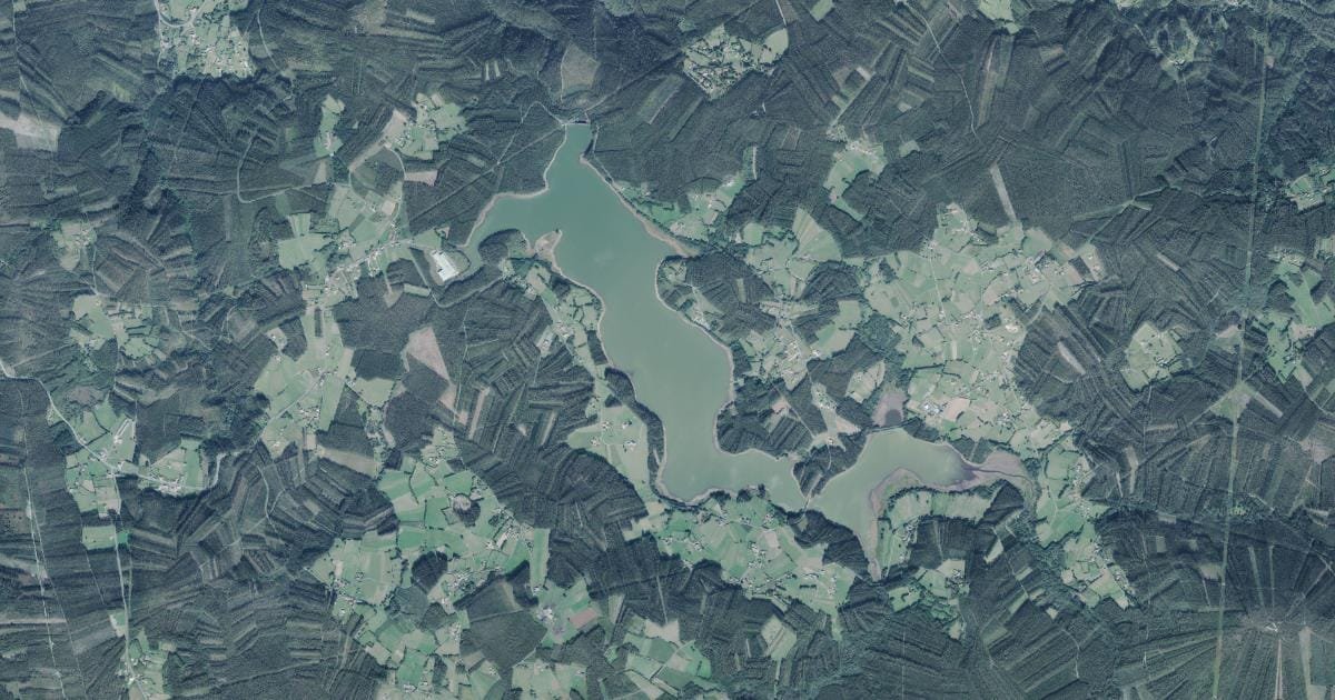 Vista aérea del embalse de As Forcadas