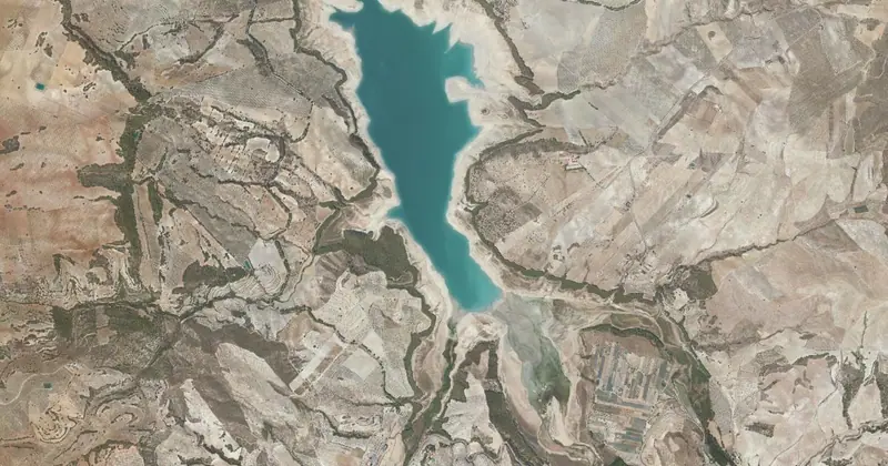 Vista aérea del embalse de los Bermejales