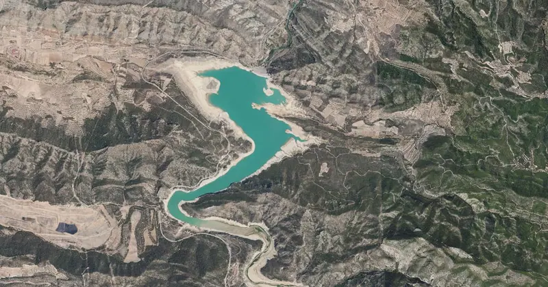 Vista aérea del embalse de Calanda