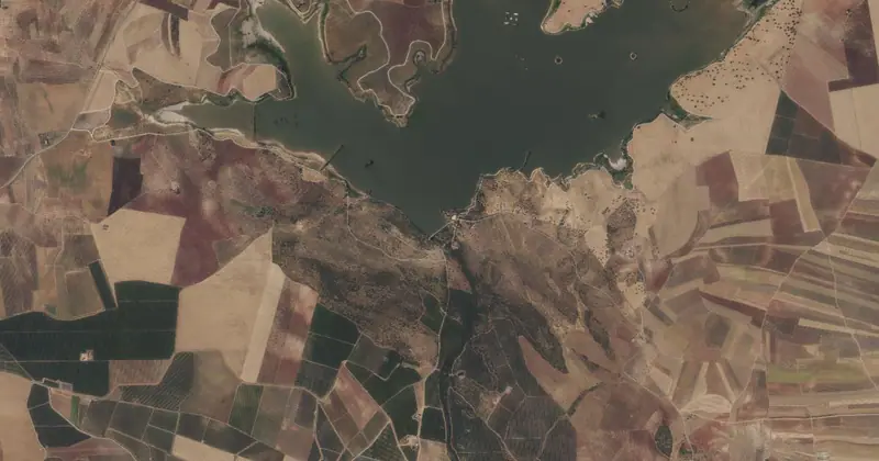 Vista aérea del embalse de Los Canchales