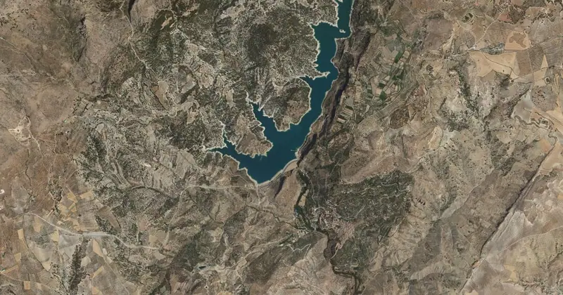 Vista aérea del embalse de El Portillo