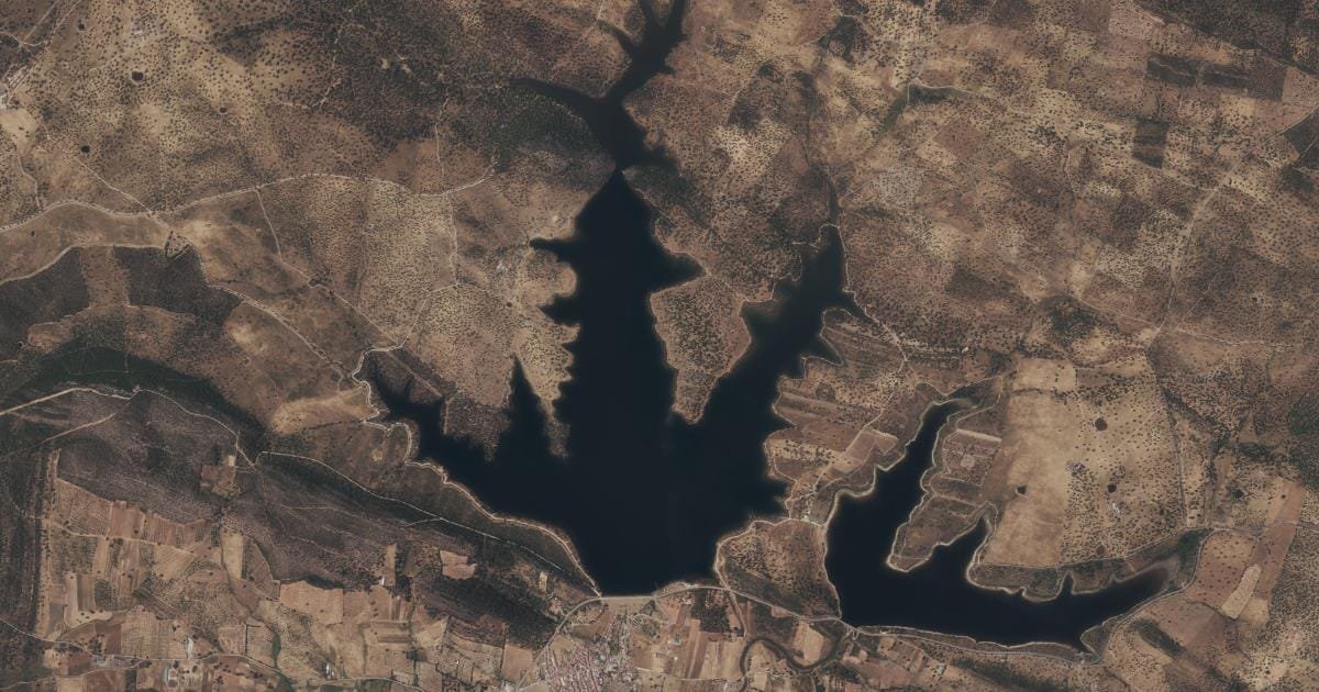 Vista aérea del embalse de Horno Tejero