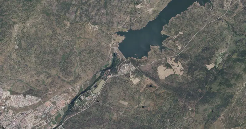 Vista aérea del embalse de Jerte-Plasencia