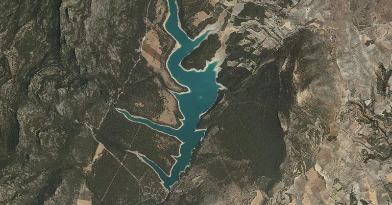 Vista aérea del embalse de La Bolera