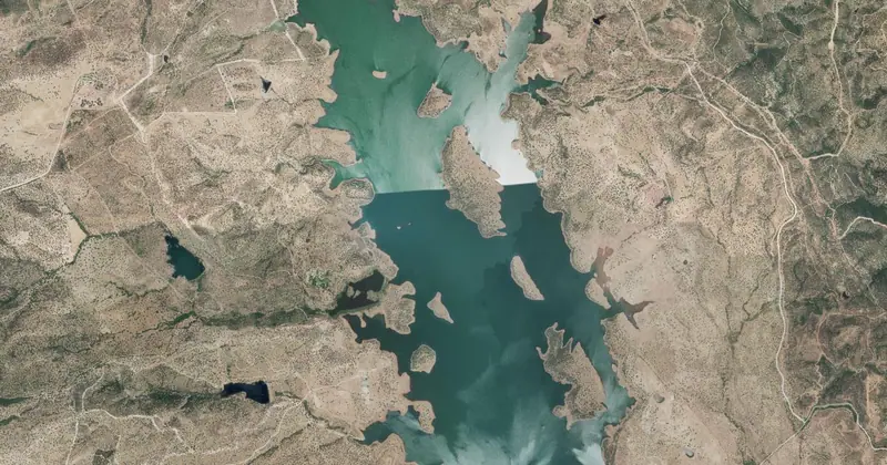 Vista aérea del embalse de Los Melonares