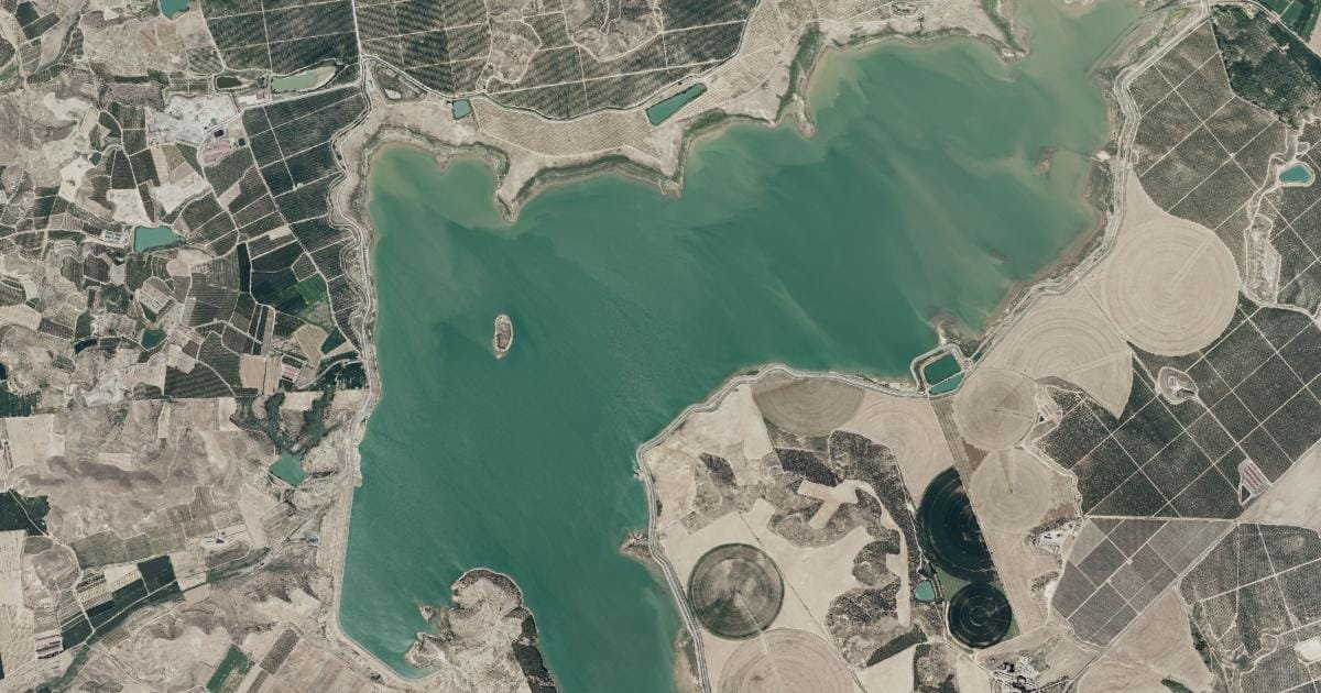 Vista aérea del embalse de San Salvador