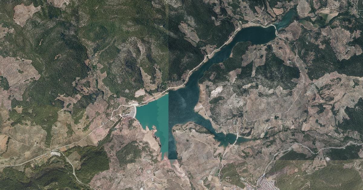 Vista aérea del embalse de Siles
