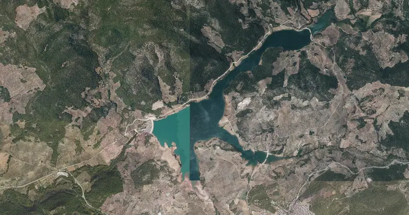 Vista aérea del embalse de Siles
