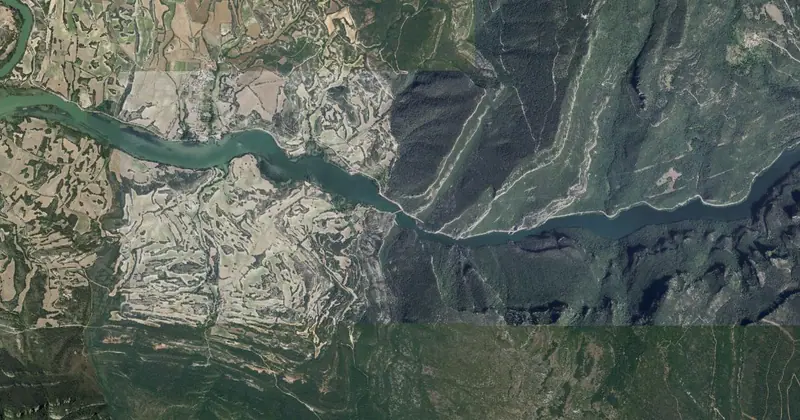 Vista aérea del embalse de Sobrón